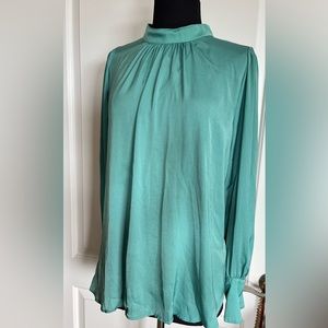 Free People Teal Turquoise Blouse. Tie Back. Sz. M